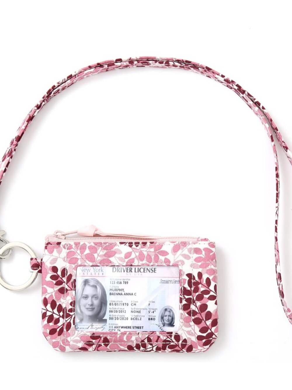Lanyard Wallet for Women, ID Card Holder, Lanyards for ID Badges, Floral Zip ID